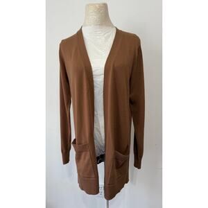 Matty M brown open-front Long Ribbed knit,‎ cardigan sz M layers sustainable